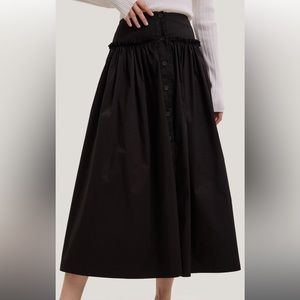 Buttoned A-line cotton blend maxi skirt